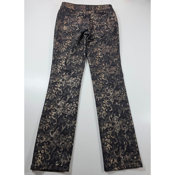 Chicos platinum size 00 (2) gold and black metallic  stretch jeans pants grunge - Picture 1 of 8
